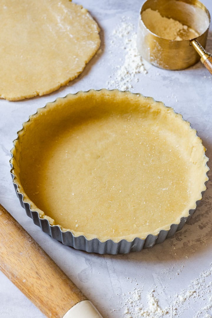 Basic shortcrust pastry in the pie pan