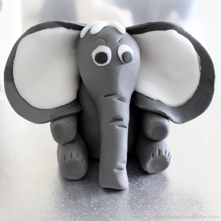 How to make a Sugar Paste Fondant Elephant Cake Topper - Happy Foods Tube