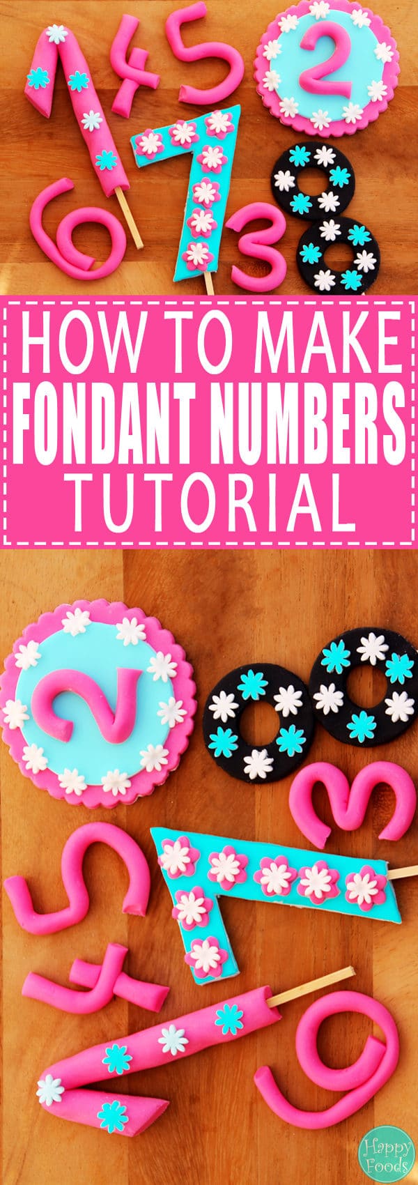 How to Make Fondant Numbers for Birthday Cake - Easy cake decorating tutorial! Learn how to decorate your cake! | happyfoodstube.com