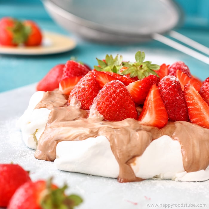 Hazelnut Pavlova Cake with Strawberries Image
