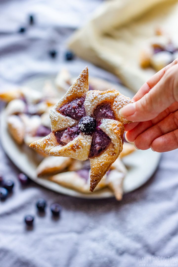 Eating Freshly Made Blueberry Danish Pinwheel