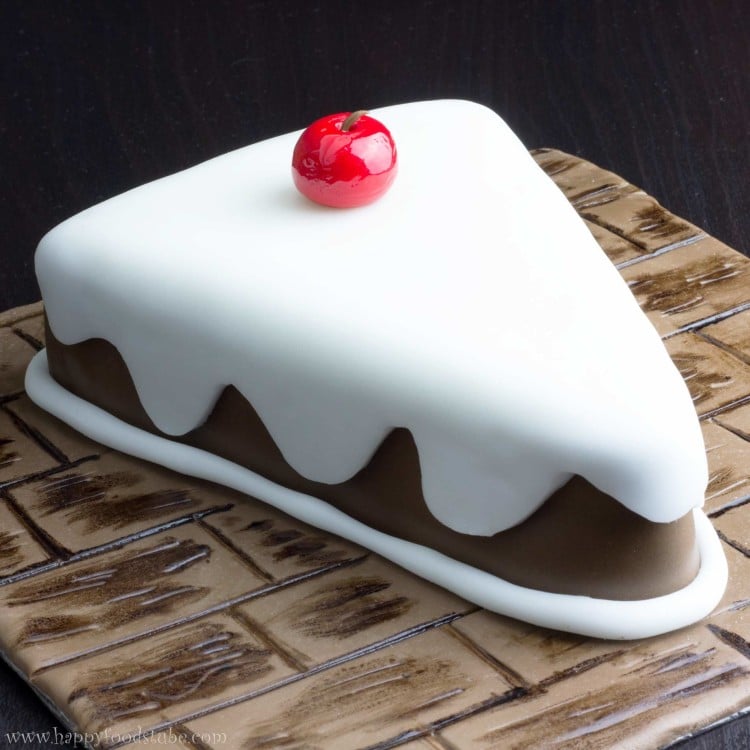 Fondant cake slice