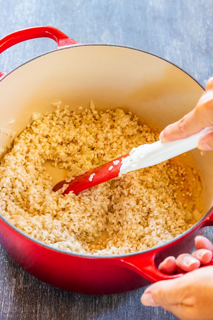 Cooking risotto rice