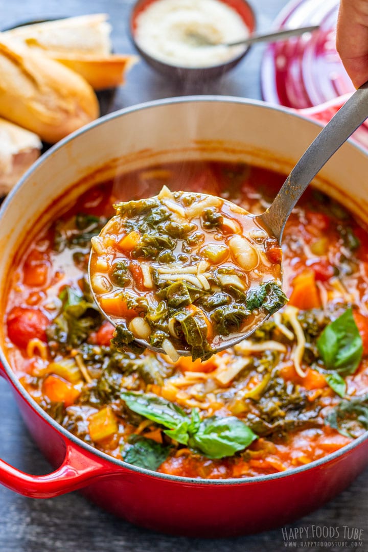 Comforting freshly made minestrone soup