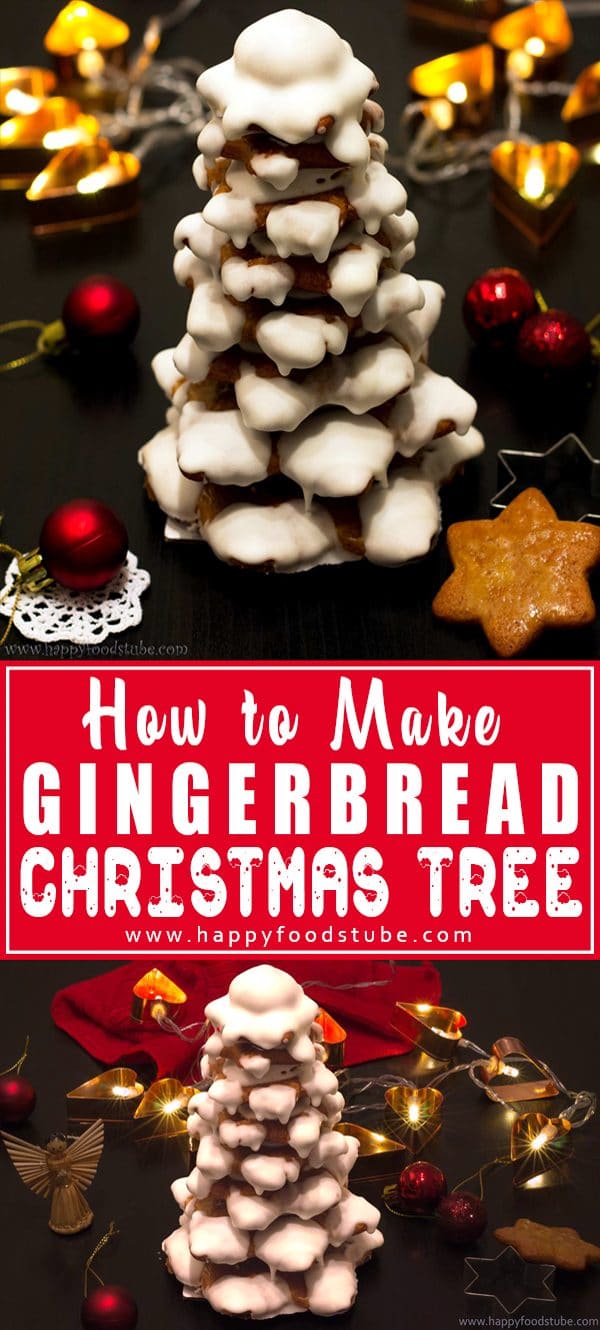 Make this Gingerbread Christmas Tree with your kids! It’s a lovely Holiday decoration that will make a great centerpiece on your table! | happyfoodstube.com