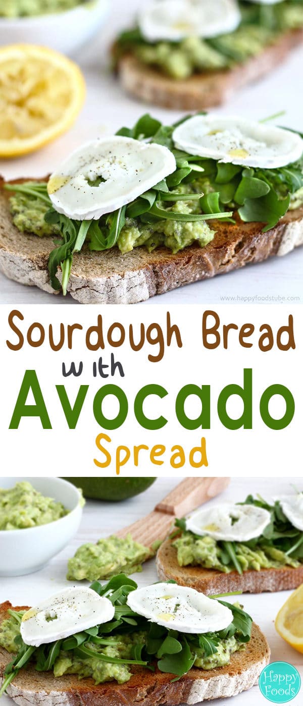 Sourdough Bread with Avocado Spread - Start your day with this mouth-watering toasted sandwich! Simple, healthy & very tasty! | happyfoodstube.com