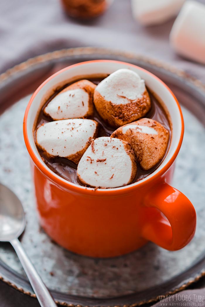 Hot Chocolate Spiked with Rum and Marshmallows