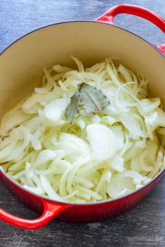Sliced onions for soup