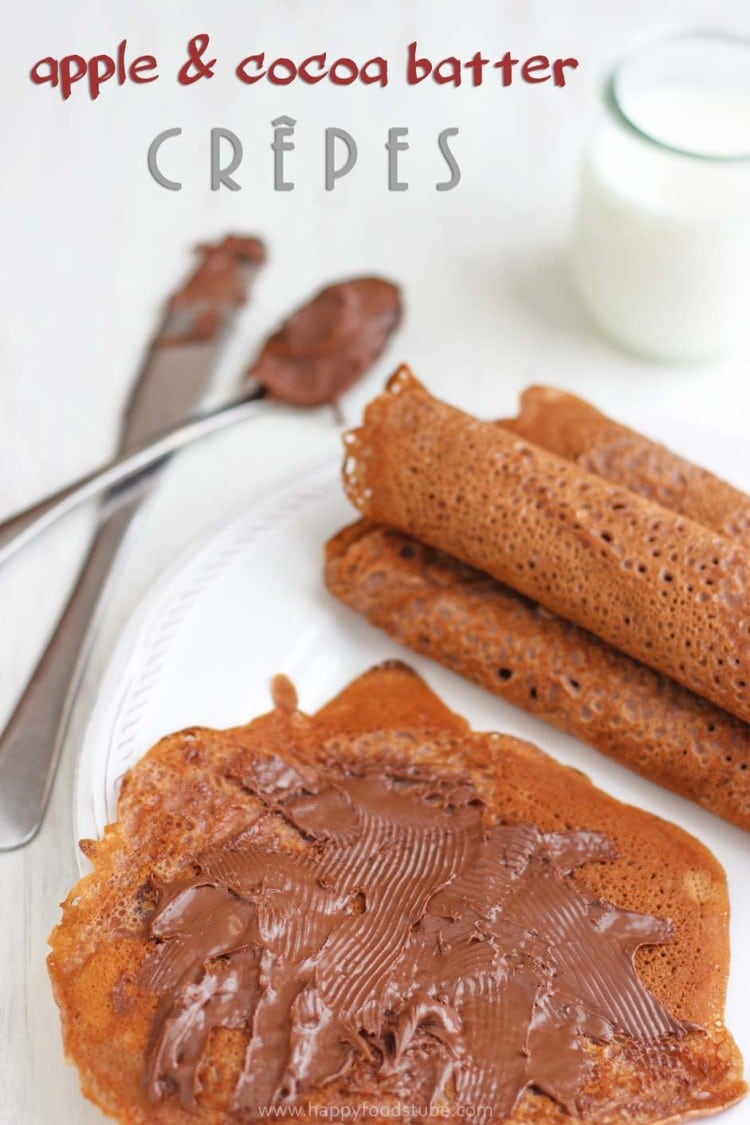 Apple & Cocoa Batter Crepes - Super delicious crepes / pancake recipe, healthy ingredients, pancake tuesday, pancake day, vegetarian | happyfoodstube.com