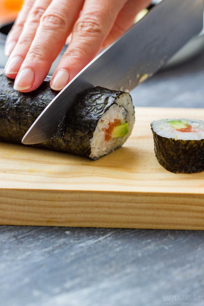 How to make Homemade Sushi Step 6 - Cut your homemade sushi into equally looking pieces