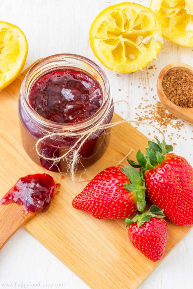 Homemade Strawberry Jam - - No artificial preservatives, fresh, healthy, pectin free, easy, recipe, home cooking | happyfoodstube.com