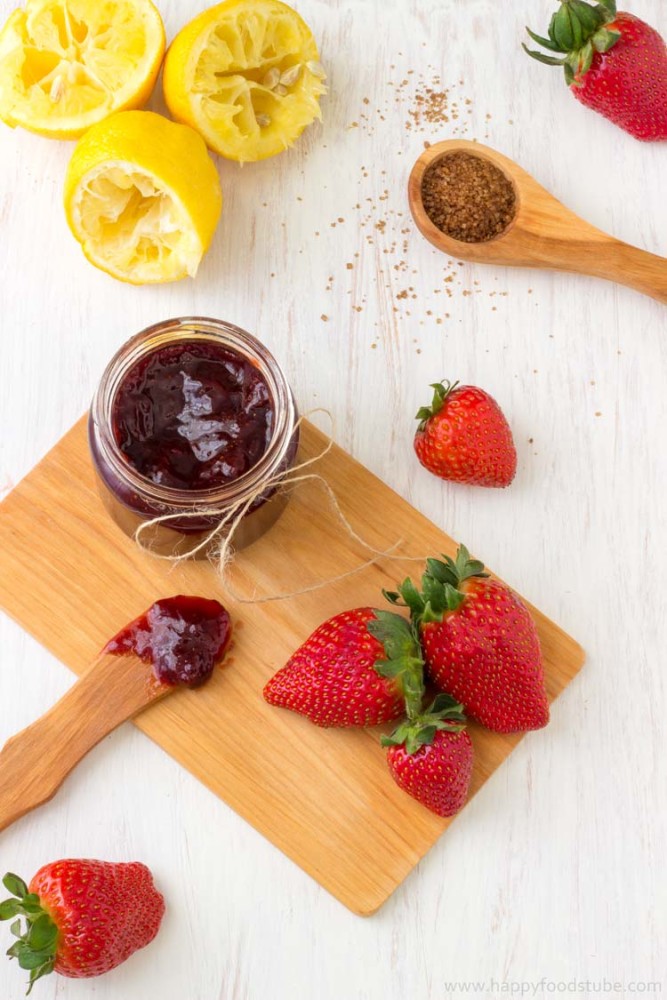  Homemade Strawberry Jam - No artificial preservatives, fresh, healthy, pectin free, easy, recipe, home cooking | happyfoodstube.com