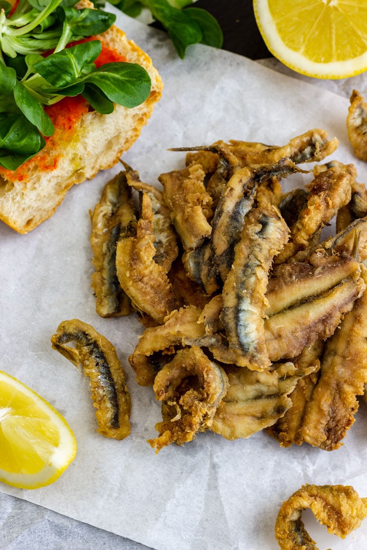 Spanish style fried anchovies