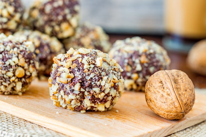 Dark Chocolate Truffles Coated with Walnuts