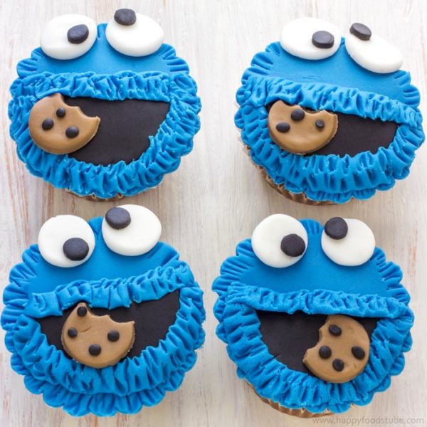 Cookie Monster Fondant Cupcake Toppers (Video)