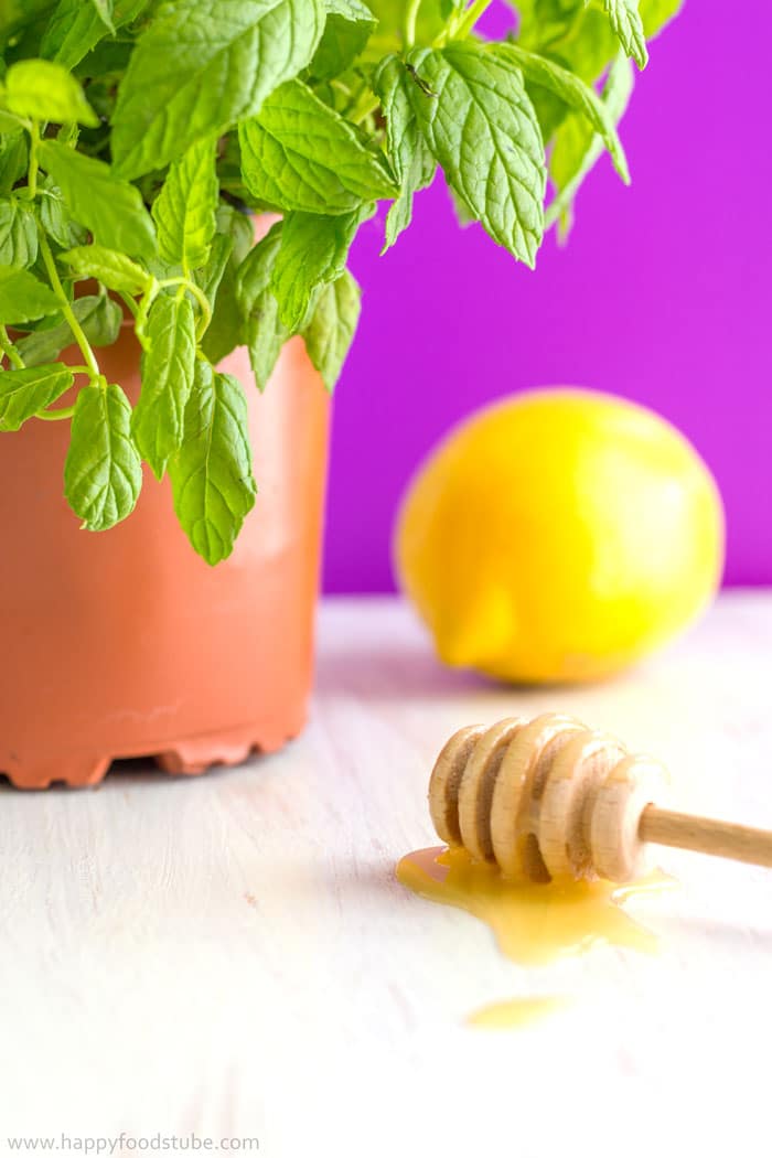 Fresh Mint & Lemon Iced Tea with Honey | happyfoodstube.com