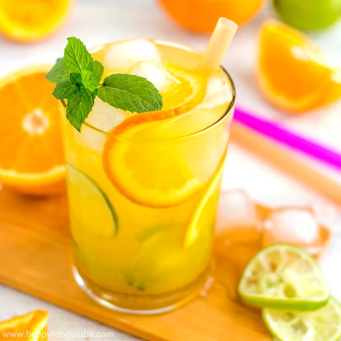 Classic Cuban Mojito Recipe with Orange Twist. | happyfoodstube.com