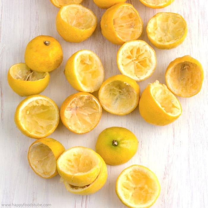 Squeezed Lemons for Panna Cotta Recipe | happyfoodstube.com