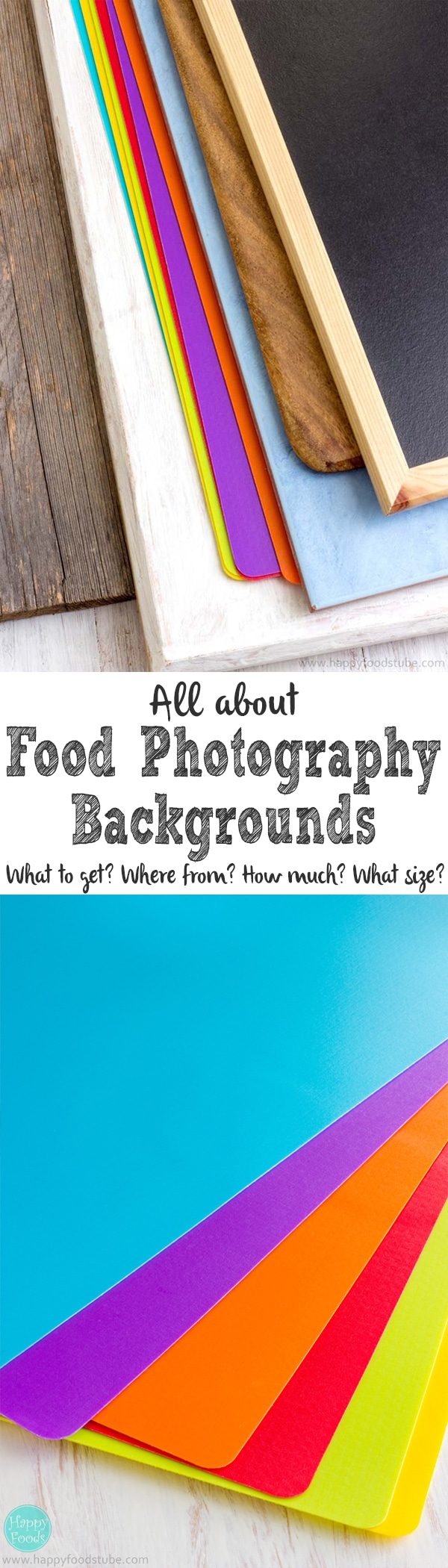 Everything you need to know about food affordable photography backgrounds. Food photgraphy tips! | happyfoodstube.com