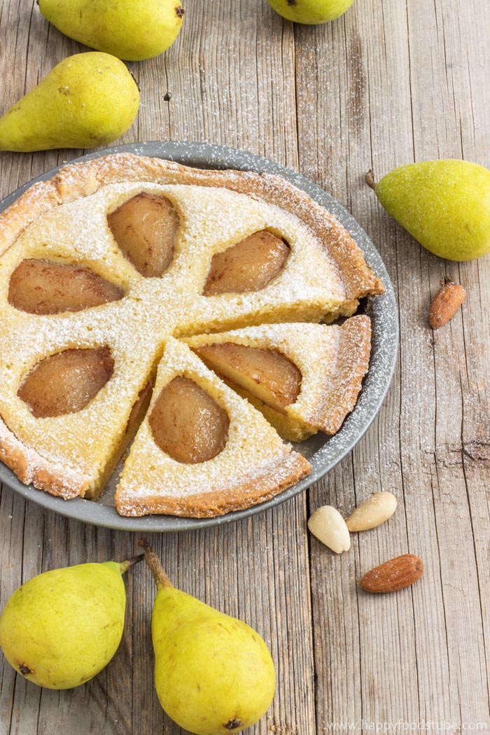 Rustic Pear Frangipane Tart Photo | happyfoodstube.com