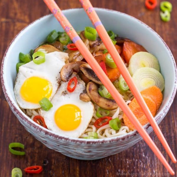 Homemade Vegetable Ramen with Quail Eggs