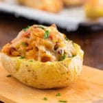 Twice baked potatoes with chorizo and cheddar | happyfoodstube.com