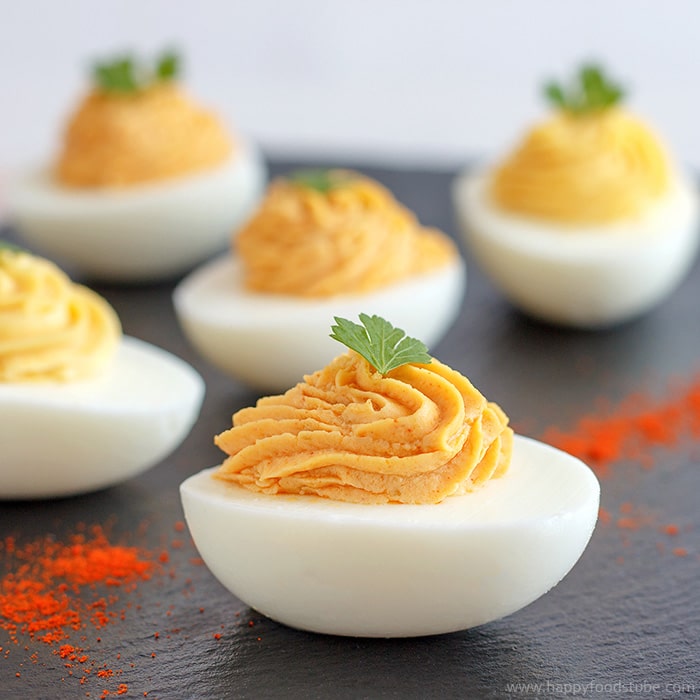 Deviled Eggs - New Years Eve Party Food Ideas | happyfoodstube.com