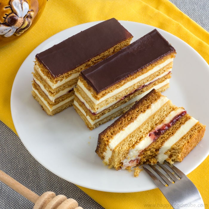 Honey Cake Slices Slovakian Petit Fours Recipe Happy Foods Tube