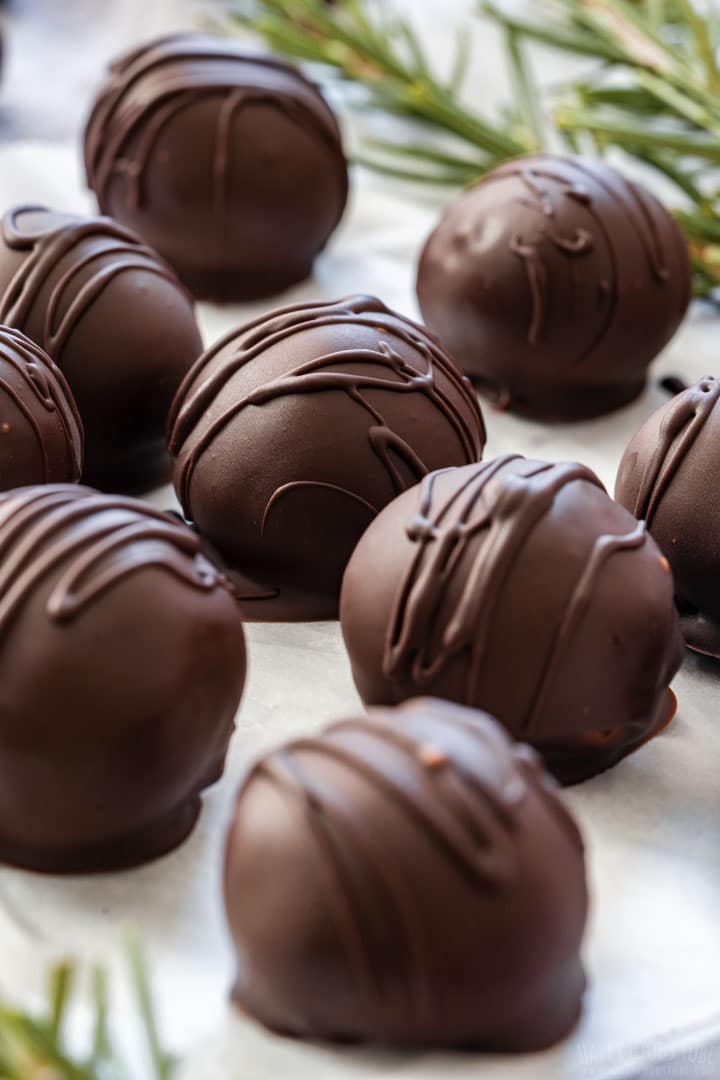 Fancy homemade dark chocolate truffles