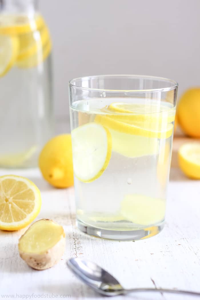 Body Cleansing Lemon Ginger Water. Easy Detox Recipe, Only 2-Ingredients | happyfoodstube.com