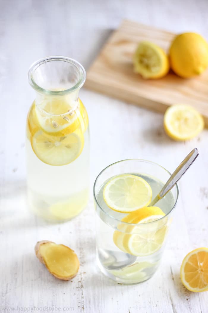 Body Cleansing Lemon Ginger Water. Detox Recipe | happyfoodstube.com