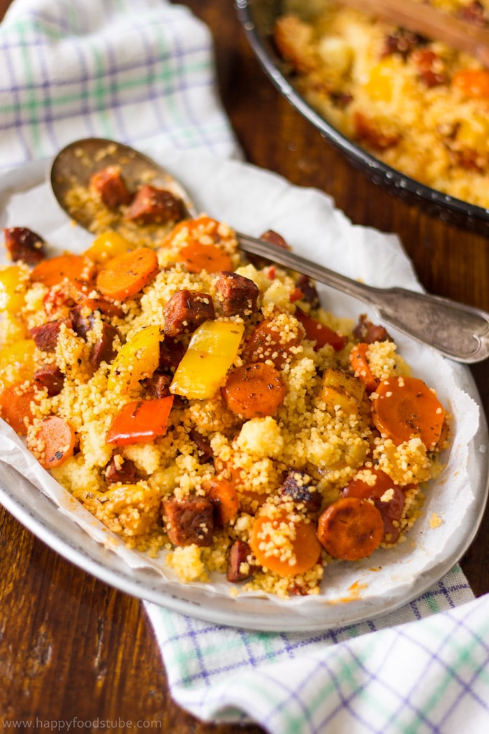 Roasted-Vegetable-Couscous-with-Chorizo