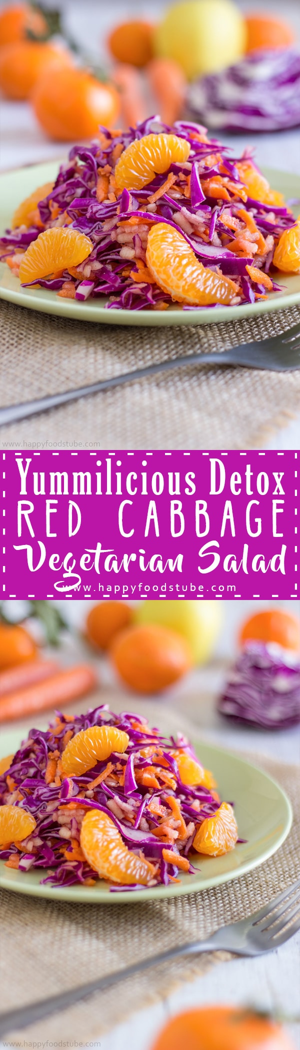 Stay healthy with this Vitamin Packed Red Cabbage Salad! This salad is perfect for detox but also great with barbecue. It is light, crispy and yummy! | happyfoodstube.com