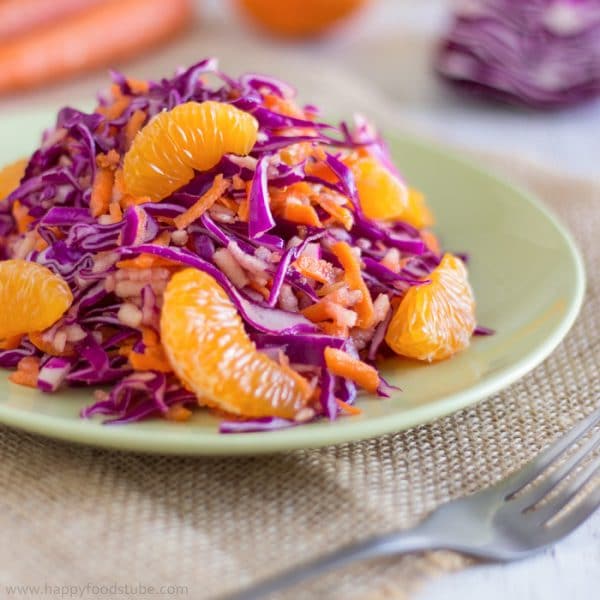 Vitamin Packed Red Cabbage Salad | happyfoodstube.com