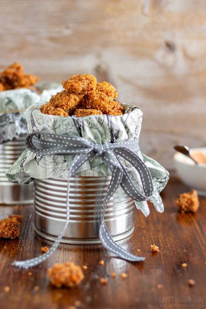 Chicken popcorn in the metal jar