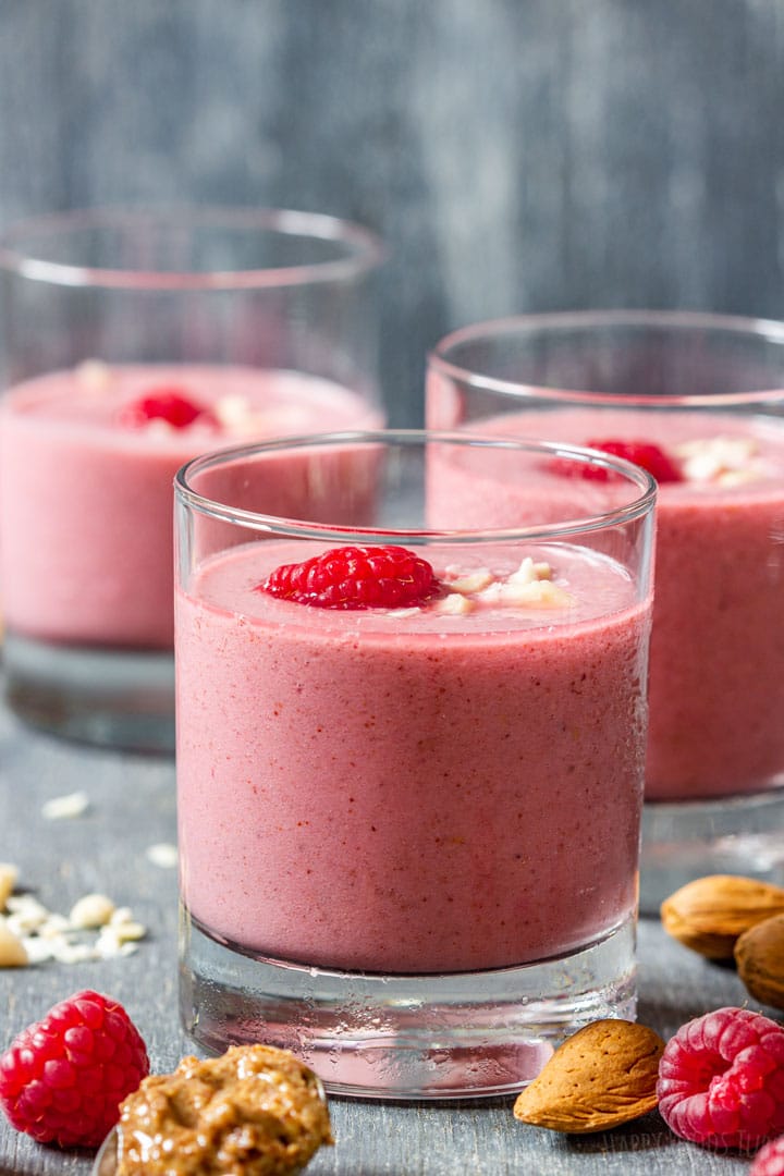 Dairy-free raspberry smoothie with almond milk