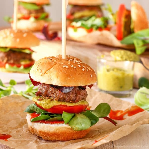 Sweet Chili Pesto Burger Sliders