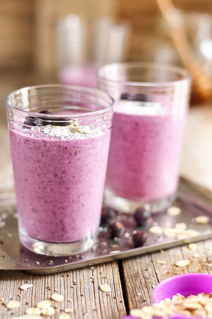 Blueberry Coconut Milk Smoothie with Oats Photos