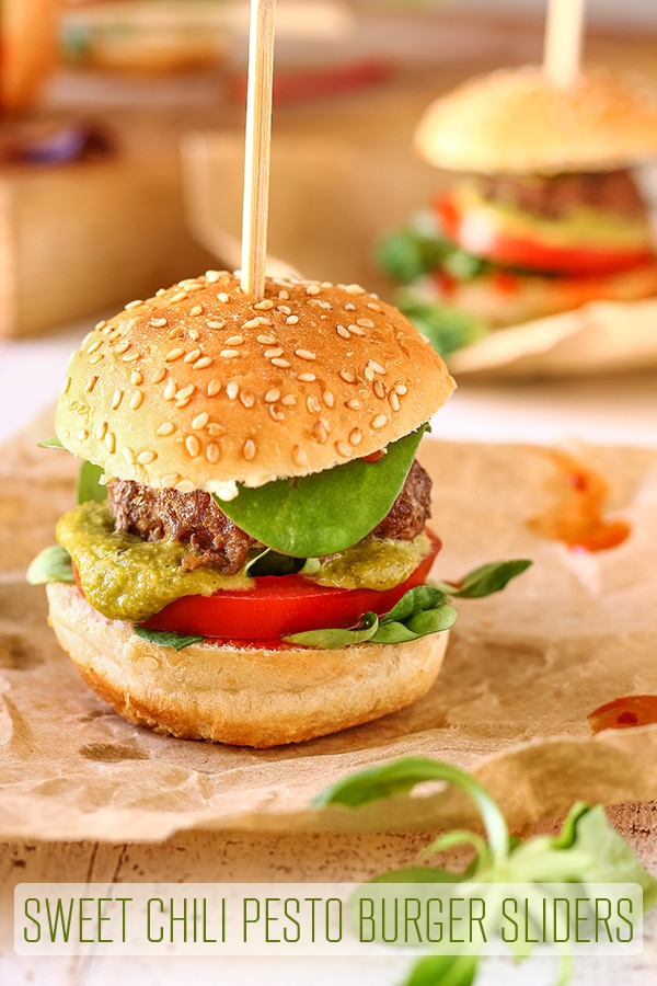 Sweet Chili Pesto Burger Sliders Recipe