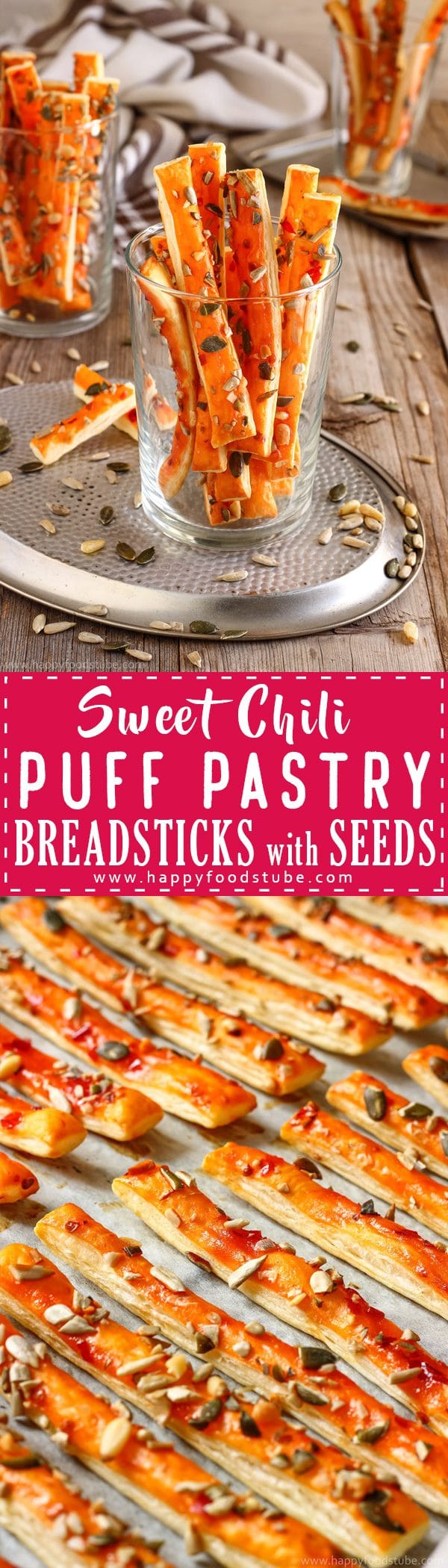 Sweet Chili Puff Pastry Breadsticks with Seeds Recipe