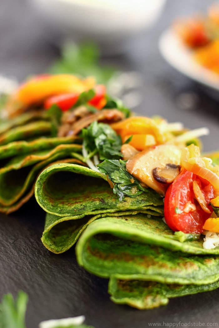 Spinach Crepes with Pan-Roasted Vegetables Pictures