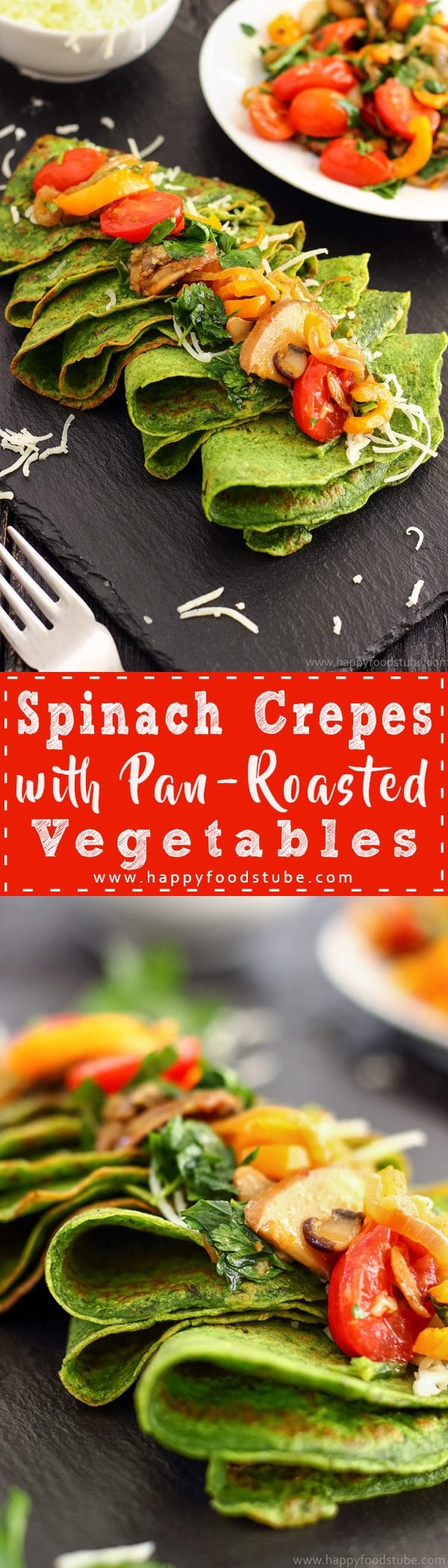 Spinach Crepes with Pan-Roasted Vegetables Recipe