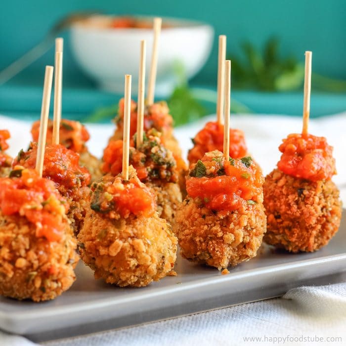 Fried Mozzarella Balls with Tomato Dip