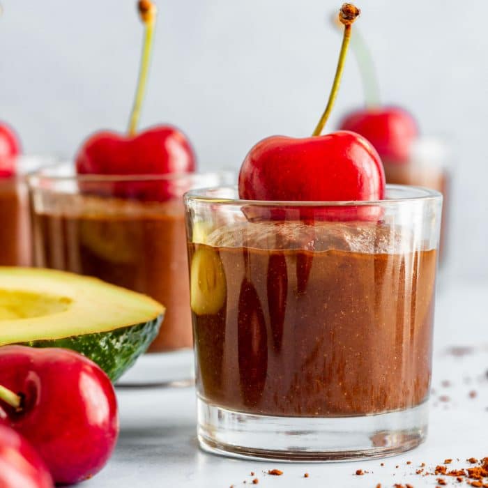Avocado Chocolate Mousse with Cherries