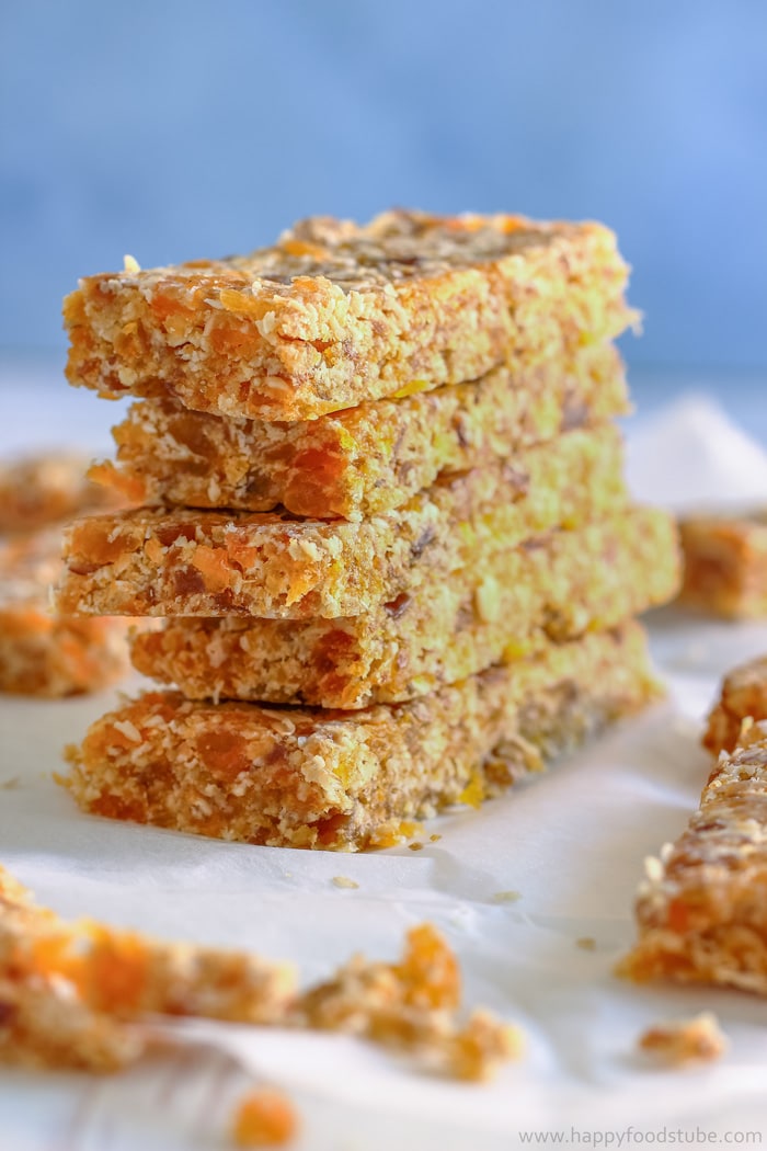 Healthy energy bars stacked