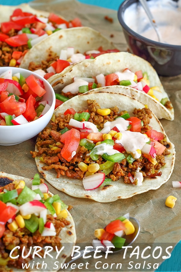 Easy Curried Beef Tacos with Sweet Corn Salsa