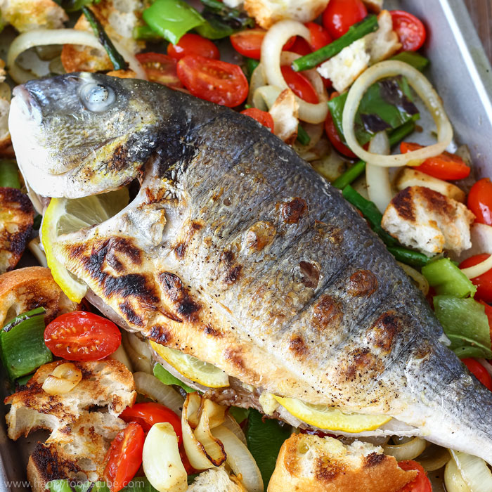 Grilled Whole Fish with Italian Bread Salad - Happy Foods Tube