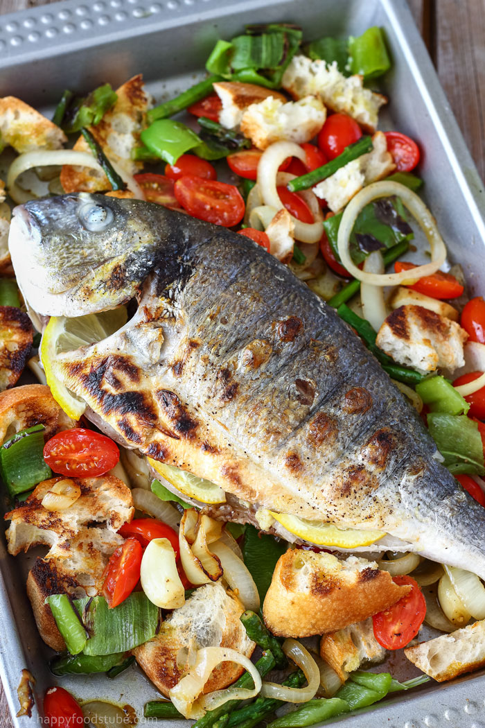 Grilled Whole Fish with Italian Bread Salad - Happy Foods Tube