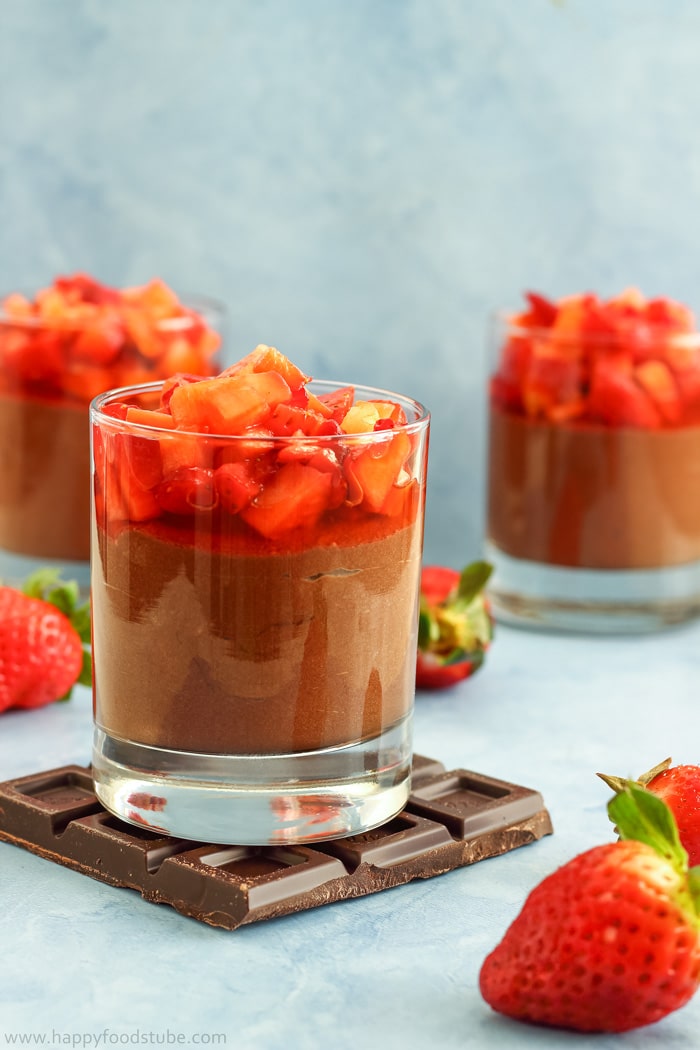 Chocolate Nutella Mousse with Strawberries Photo