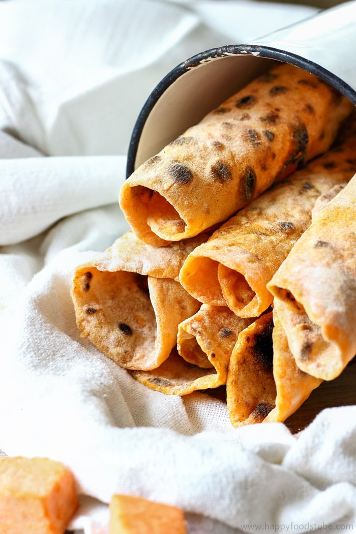 homemade sweet potato flatbread (roti)